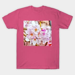 Delicate Washington Cherry Blossoms Macro - Watercolor Effect T-Shirt